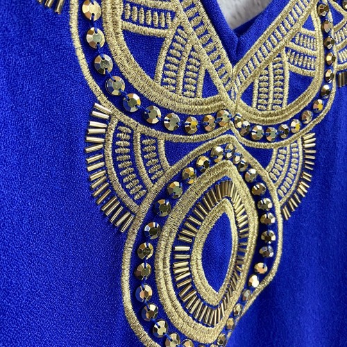 Top donna Lilly Pulitzer Lela taglia XS senza maniche ricamato perline vero blu nuovo con etichette - Foto 5 di 8
