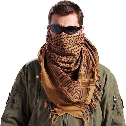 Bufanda Shemagh 100 % algodón suave árabe Keffiyeh militar desierto cabeza cuello envoltura máscara - Imagen 21 de 44