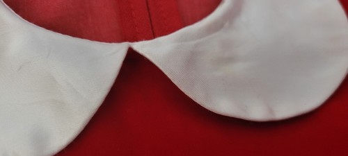 Sylvia Whyte Girls Velvet Dress Size 4 Red w/ White Trim Short Sleeve Collard - Picture 3 of 20
