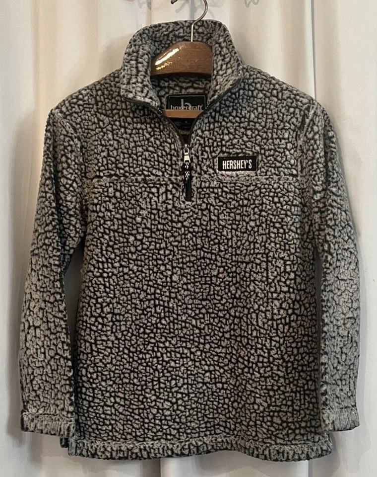 Pullover Sherpa Hersheys Chocolate Boxercraft 1/4 Cremallera Talla Pequeña Bordado Foto 2 de 4