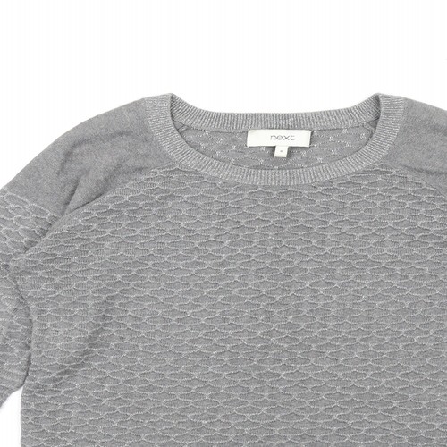 NEXT Womens Grey Crew Neck Cotton Blend Jumper Size 8 - Picture 3 of 10