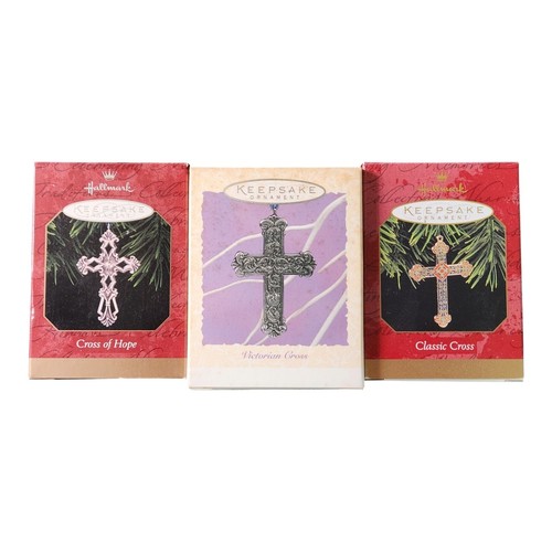 Lote de 3 adornos cruzados de metal Hallmark vintage 1997 1999 Hope clásico victoriano - Imagen 3 de 3