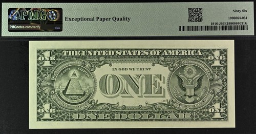 1988A $1 Federal Reserve Note PMG 66EPQ Gem - Radar Serial Number - 06000060 - Picture 3 of 3