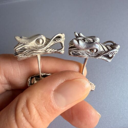 $650 JOHN HARDY NAGA DRAGON HEAD CUFFLINKS - 925 STERLING SILVER CUFF LINKS - Picture 2 of 8