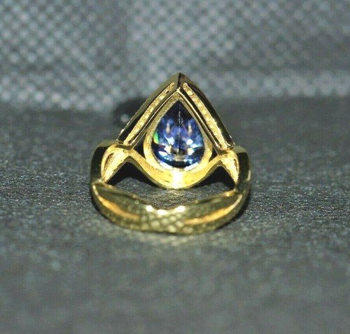 8 ct PREMIUM AAAA TANZANITE & 40 VVS DIAMOND DINNER GYPSY 14K Y GOLD PLATED S-8. - Picture 11 of 12