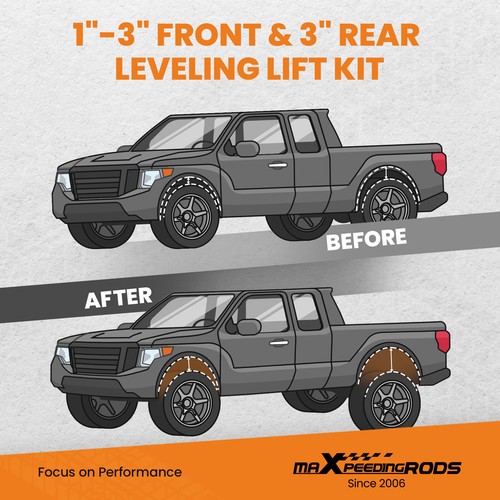 1-3" Lift Level Kit for GMC Sierra 1500 1999 2000 2001 2002 2003 2004 2005 2006 - Picture 8 of 12