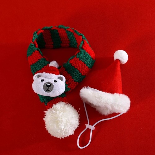 Mascota Navidad Bufanda a Rayas Rojo y Verde Lana Tejido Gato y Cachorro Cuello Cálido - Imagen 9 de 31
