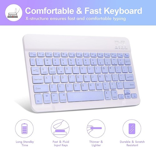 Kabellose Tastatur Hülle für iPad Tablet Hülle Bluetooth Tastatur Wiederaufladbar - Bild 7 von 21