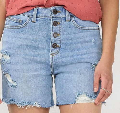 NEU MIT ETIKETT LAUREN CONRAD DAMENSHORTS SUPERHOCH GESCHNITTEN DENIM CUTOFF GRÖSSE 2 - Bild 3 von 4