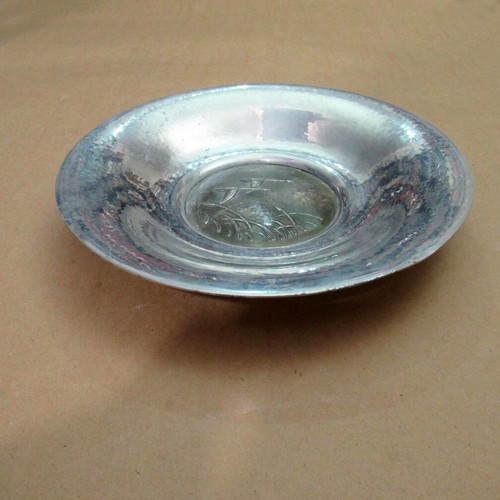 Danish Silversmith hammered bowl with Loons flying over windblown grain. - Picture 3 of 5