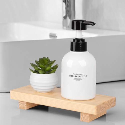 Bathroom Counter Organizer Wood Pedestal Stand Farmhouse Decorative Tray Soap Ho - Picture 2 of 12