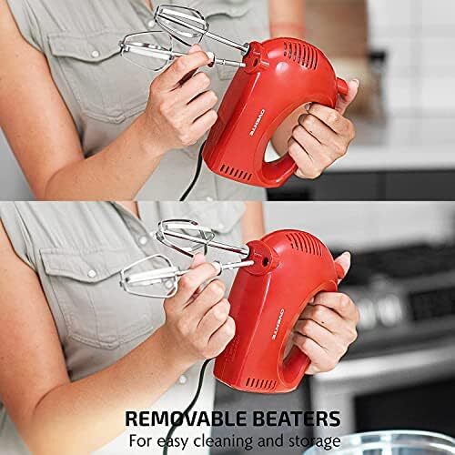 OVENTE Portable 5 Speed Mixing Electric Hand Mixer with Stainless Steel Whisk Be - Picture 5 of 6