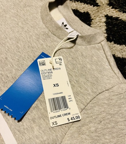 NWT adidas $45 Big Boys Fleece Sweatshirt, Grey/White Logo, Sz XS (7-8) - Picture 2 of 7
