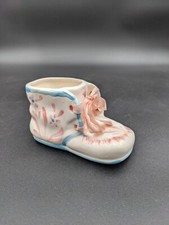 Vintage Napco Japan Ceramic Baby Bootie Planter G3502 Pink and Blue