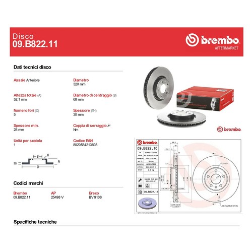 Kit Dischi e Pastiglie Assale Anteriore Brembo Audi Q5 (8RB) - Imagen 2 de 8