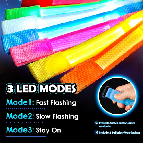 14/7 PCS LED Glow Bracelets, LED Light up Bracelets for Kids Adults,Glow in the - Picture 4 of 7