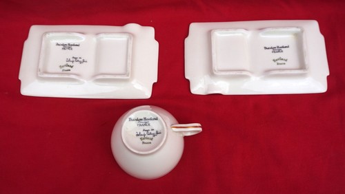 Th HAVILAND Limoges Porcelain Coffee Cup Ashtray Saucer Flowers Gilt 1950's - Picture 6 of 8
