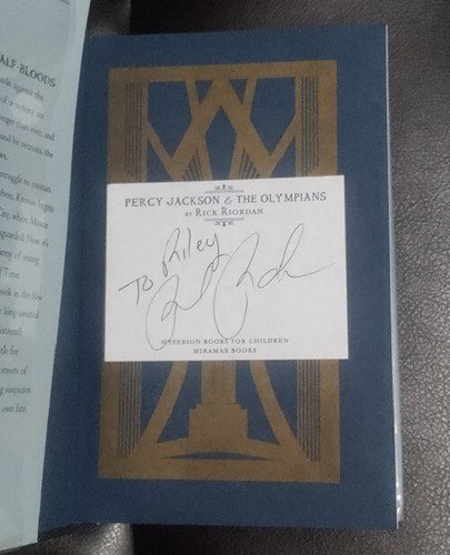 Signed Rick Riordan Last Olympian Percy Jackson Hardcover Very Good / Very Good+ - Picture 2 of 4