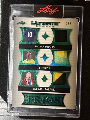 2024 Leaf Ultimate Mbappe Endrick Erling Haaland  SSP Game Used Jersey #d 2/2