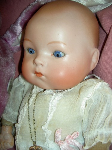 SUPER RARE antique c1910, L A & S Amberg signed BABY NOD German bisque baby doll - Picture 3 of 15