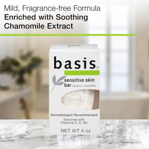 Basis Sensitive Skin Bar Soap Cleans and Soothes Pack of 6 - Picture 2 of 4