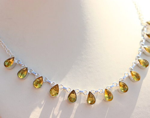 Yellow Citrine Gemstone 925 Sterling Silver Handmade Necklace Jewelry 18" - Picture 6 of 6