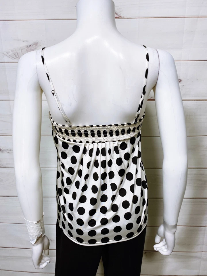 Top de mujer The Limited talla S blanco y negro a lunares de encaje con correas sin mangas Foto 4 de 4