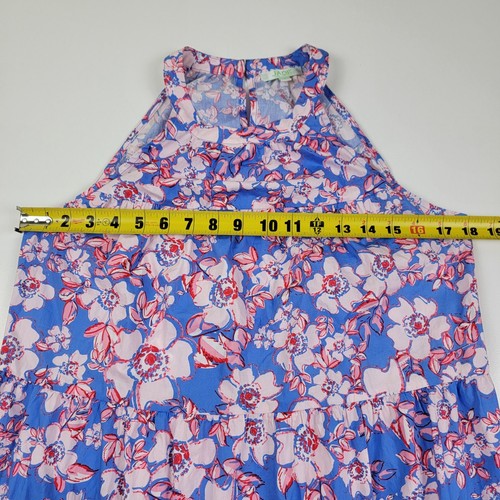Jade Melody Tam Cotton Blue Floral Pink Tiered Maxi Dress Halter S Small NWOT - Picture 8 of 10