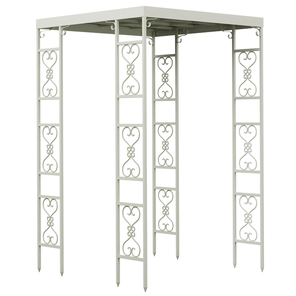 Weiß Rosenpavillon Metall Rankhilfe Gartenpavillon Rankgitter Rosenbogen 270x180