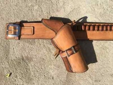 Handmade Western Leather Gun Holster Belt Rig | Cowboy Fast Draw Revolver