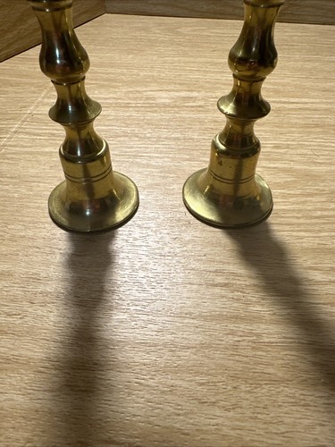 Pair Of Vintage Brass Candlesticks Square Base Candle Holders Taper 6.5” Tall - Picture 14 of 18