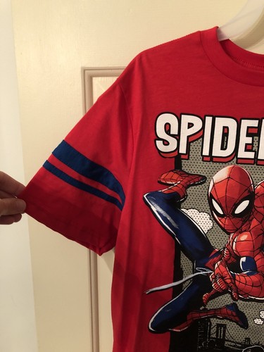 New Marvel boys Spider man Cotton Tee Shirt top Short Sleeve Red Blue L - 10/12 - Picture 3 of 6