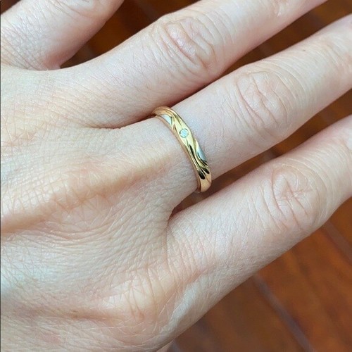 Anillo de compromiso banda de boda ondulado diamante amarillo oro sólido real de 14 K 5,75, 7,75 - Imagen 6 de 6