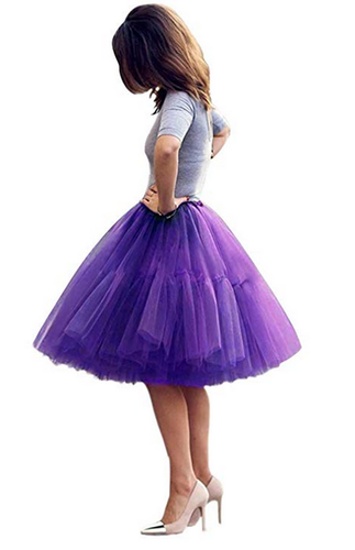 New Women Tulle Ballet Dance Tutu Skirt Midi Pleated Princess Underskirt - Picture 18 of 24