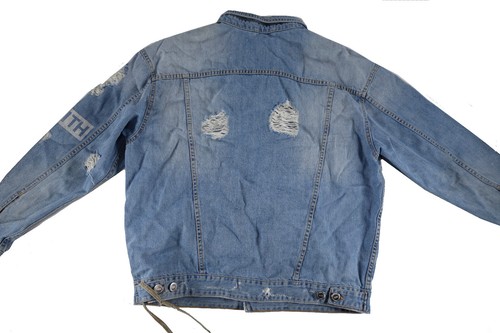 KITH Keith Hawkins Denim Blue Jean Trucker  Jacket XL distressed destroyed SS17 - Picture 8 of 23