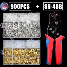 900PCS Terminal Electrical Wire Connectors SN-48B Crimping Tool Crimper Pliers
