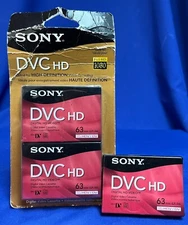 Sony DVC HD, Lot of 3 - 63 Minute Mini DV Digital Video Cassettes - New