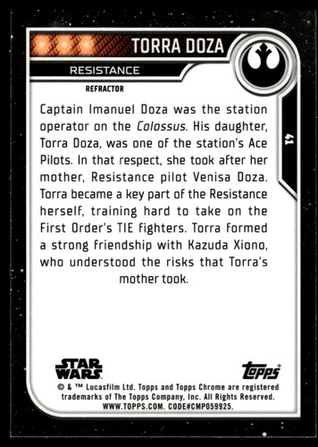 2023 Topps cromo Star Wars Torra Doza refractor #41 - Imagen 2 de 2