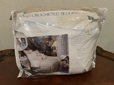 Keeco Hand Crocheted Irish Rose Full Coverlet Blanket Beige 4 Piece Set New