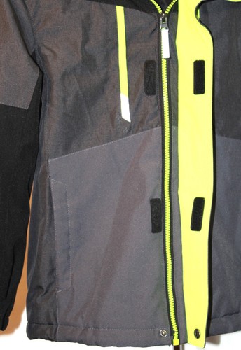 ZeroXposur Black Child Coat Size L 10-12 Yellow Trim Hood Zip Snap Pockets - Picture 4 of 8