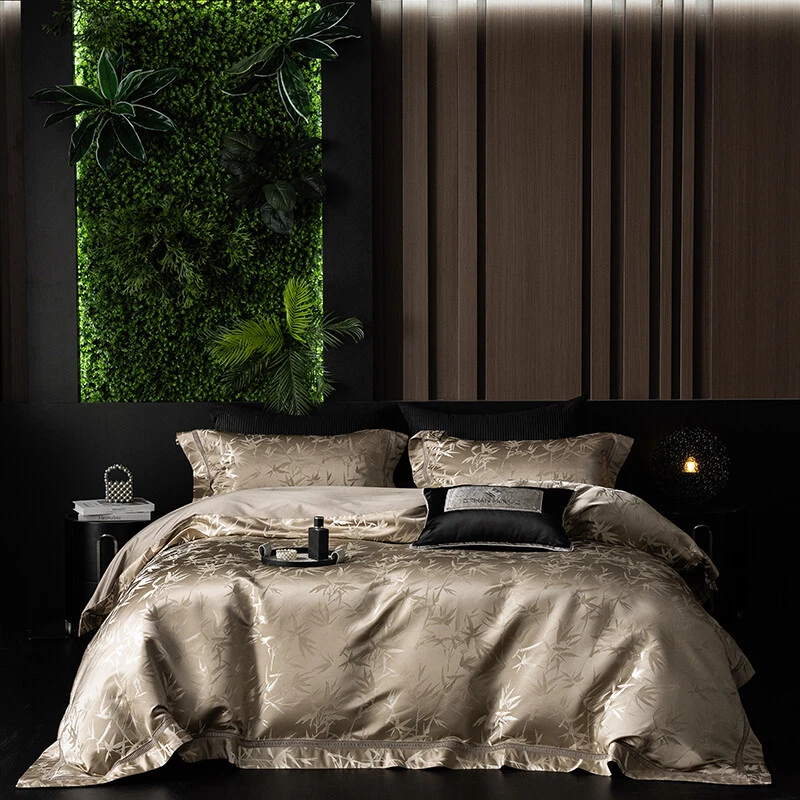 Yarn-dyed Jacquard Bedding Set 4pcs Quilt Cover Flat Sheet 2 Pillowcases Silky - Image 2 of 4