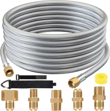 Upgraded 18 Feet High Pressure Braided Propane Hose Extension with Conversion Co