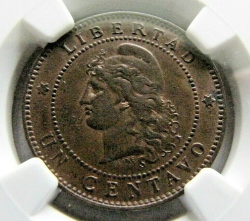 Argentina KM32 One Centavo 1895 NGC AU 58 BN