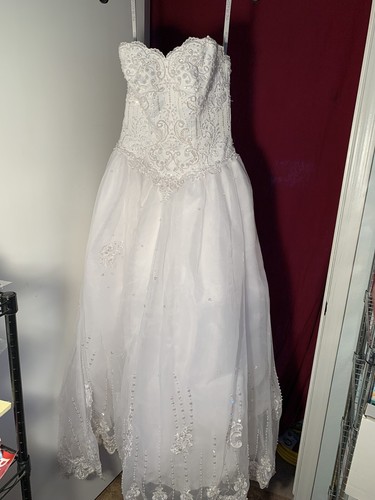Mary's Designer 4509 weiß Organza & Perlen Brautkleid ~ Größe 8 - Bild 2 von 8