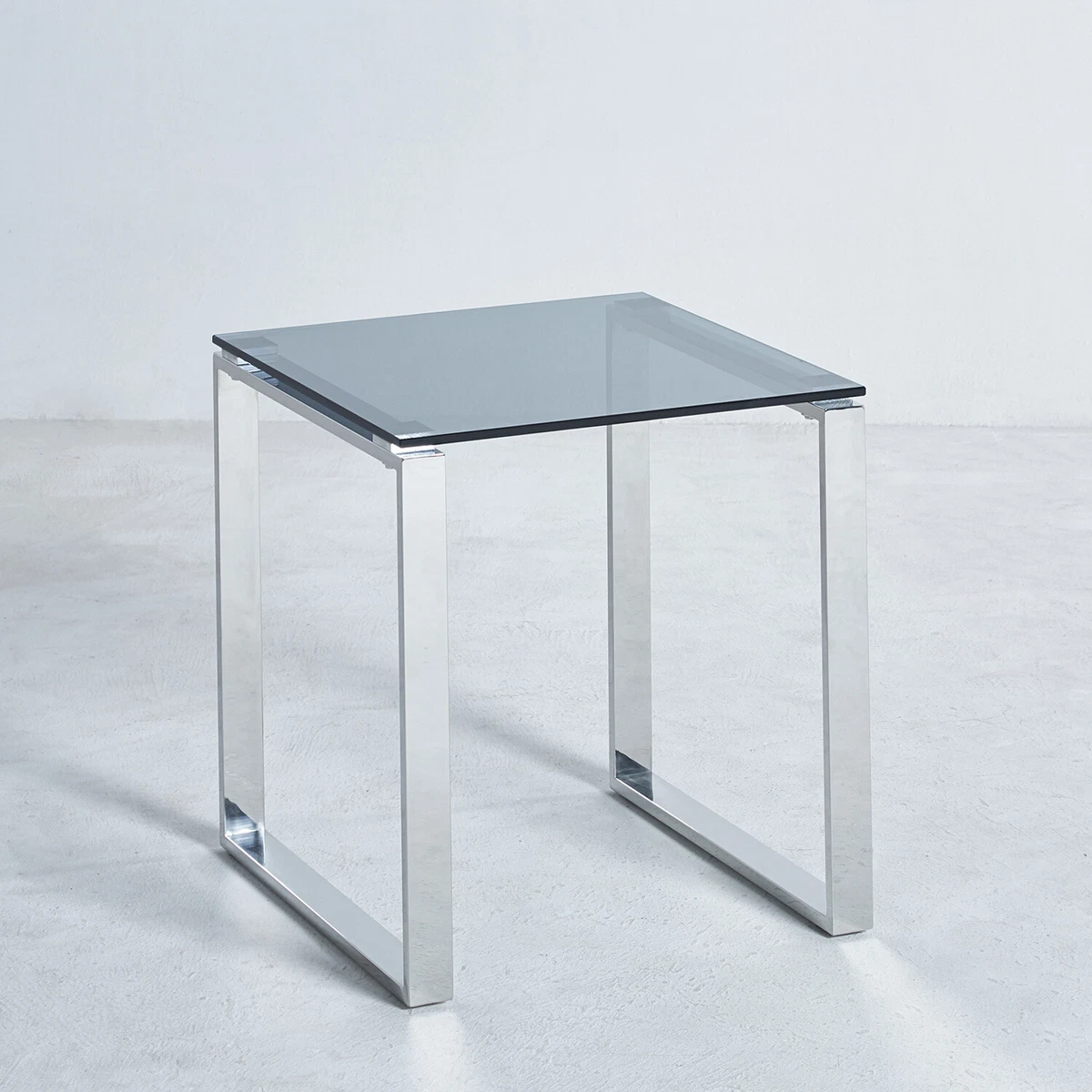 Square 55cm Glass Stainless Steel Small Display Stand Side Lamp