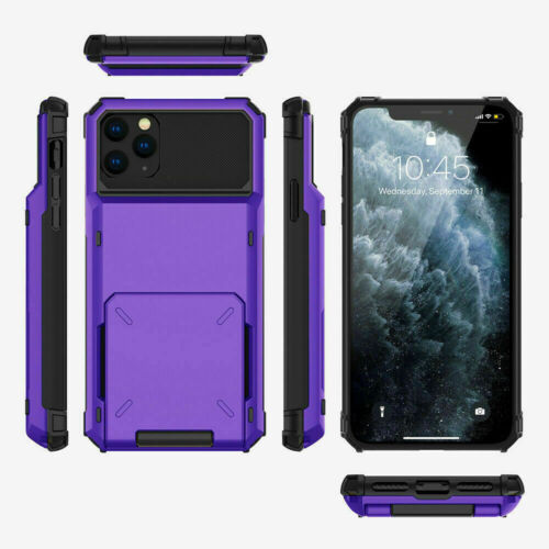 For iPhone 16 15 14 13 12 Pro Max Slim Shockproof Phone Case Card Holder Cover - Picture 11 of 19