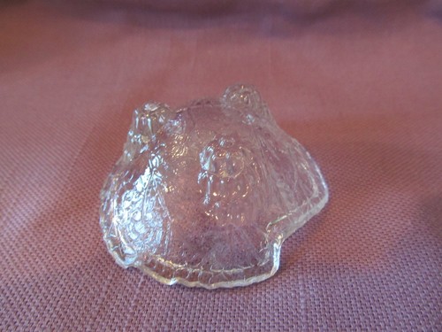 Open Salt Cellar Clear Crackled Glass Footed Bowl Cabbage - Picture 4 of 5