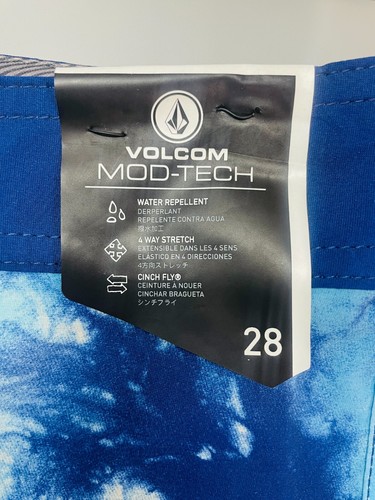 Volcom Board Shorts Mens 28 Drawstring Mod Tech Blue Ocean Waves Swim New Tags - Picture 10 of 10