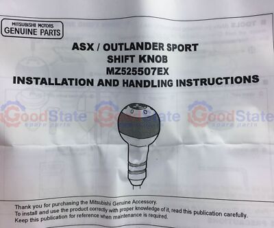 Mitsubishi Mirage Hatch Knob Gearshift Lever MZ525507EX Mitsubishi Mirage Hatch Knob Gearshift Lever MZ525507EX