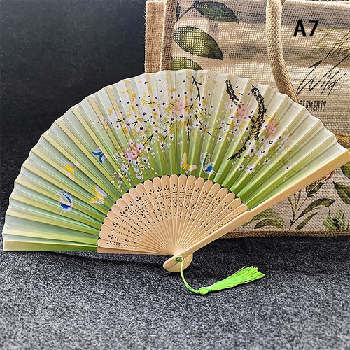 Vintage Style Silk Folding Fan Chinese Japanese Pattern Art Craft Gift Home _SE - Picture 19 of 32